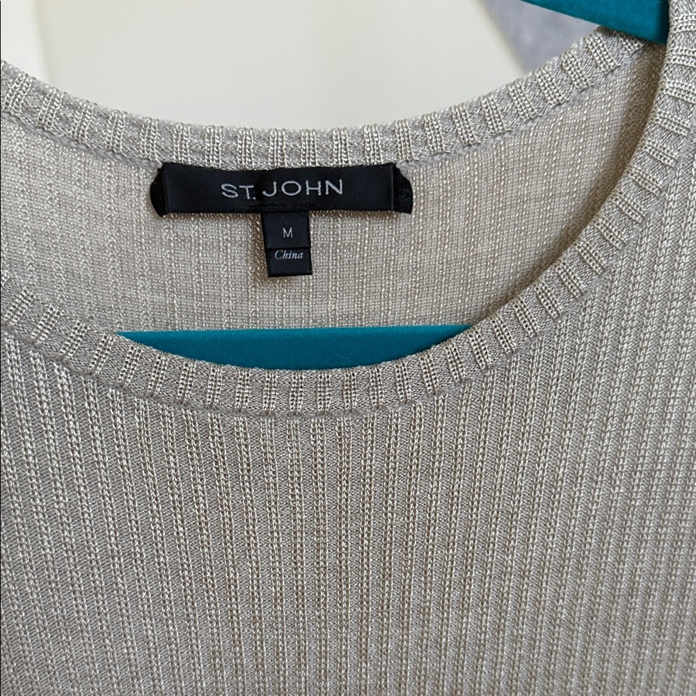 St. JOHN Ribbed WOOL Short Sleeve Top - Picture 8 of 9